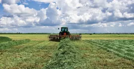 SR 300 wheel rake at work