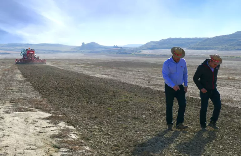 direct drilling machine working in a field