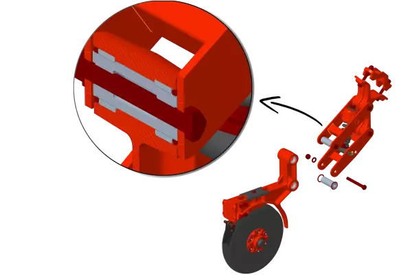 Section view and exploded view of parallelogram units