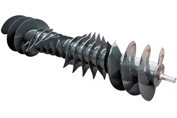 The 48 cm diameter OPTIFEED rotor design, where rotor tines and auger function are combined on one shaft