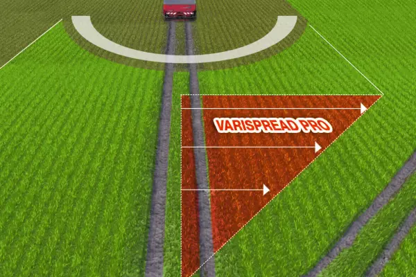 VARISPREAD PRO: Continuous Section Control at very high speed, 1 section per metre with SpeedServo