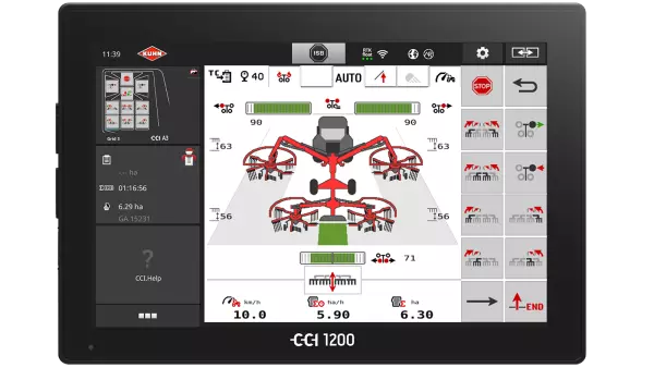 All settings can be made from the cab using the CCI 1200 ISOBUS terminal.