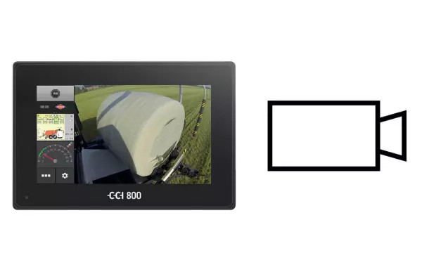 CCI 800 terminal showing the live video of a bale wrapping