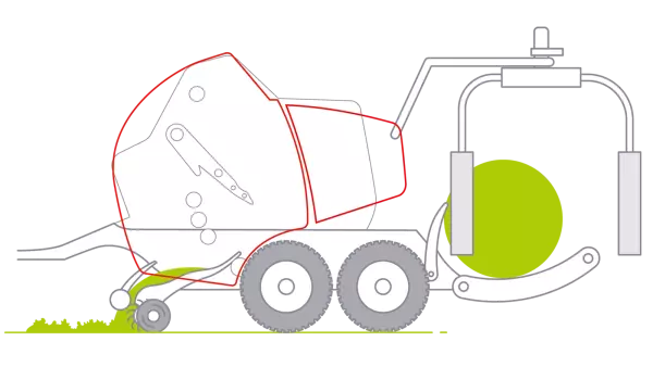 The improved 'twin loading fork' system offers a fast and reliable bale transfer