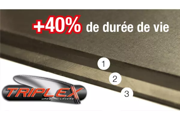 Detailed view of the three unequal layers found on the TRIPLEX mouldboards