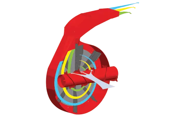 Efficient straw separation with no need for re-cutting thanks to the pneumatic separation chamber installed on the KUHN PRIMOR 3570 M straw bedder and feeder