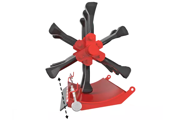 An illustration showing the hammer and the adjustability of the shroud.