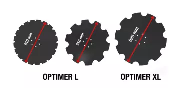 OPTIMER L disc harrows are equipped with 510 mm discs and OPTIMER XL with 620 mm discs.