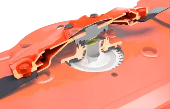 Breakage of the shaft supporting the disc as a result of a violent impact, thus protecting the gears