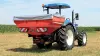 Spreading fertiliser on grassland with an MDS 18.2 fertiliser spreader