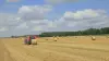 VB3190 in a field with round straw bales